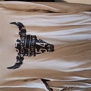 Womens Beige Graphic Long Sleeve Shirt